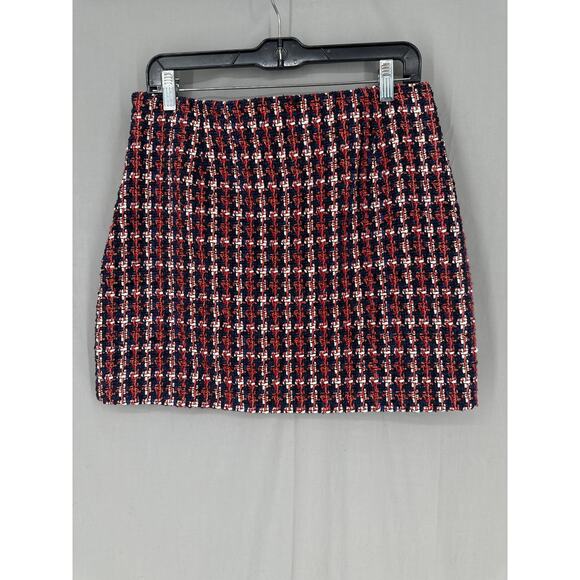 Adelyn Rae Skirt Womens Medium Red Plaid Mini Tweed Grunge Academia Preppy - Picture 5 of 8